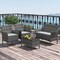 Costway 4 PCS Patio Furniture Set with Washable Cushions and Tempered Glass Coffee Table Gray